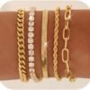 Gold Bracelets for Women 14K Gold Plated Stack Trend Bracelets Charm Paperclip Chain Cuban Link Layered Waterproof Bracelet Dainty Bracelet for Women Jewelry Gifts