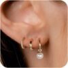 Gold Plated Earrings for Women, 14k Gold Plated Earring Stack Hypoallergenic Pearl Drop Earring Dainty Earrings for Women Trendy Cute Small Huggie Hoop Earring Fashion Womens Jewelry