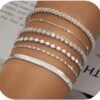 Gold Bracelets for Women 14K Gold Plated Stack Trend Bracelets Charm Paperclip Chain Cuban Link Layered Waterproof Bracelet Dainty Bracelet for Women Jewelry Gifts