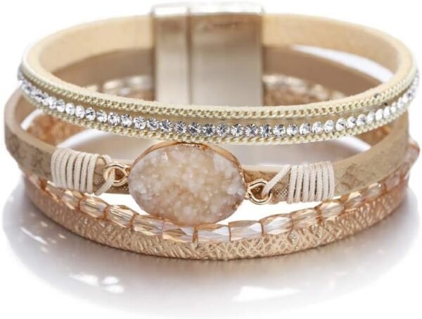 51_tEJYNypL._AC_SL1000.jpg Leopard Bracelet for Women, Boho Leather Wrap Multi-Layer Pearl Crystal Bracelet Bangle Jewelry