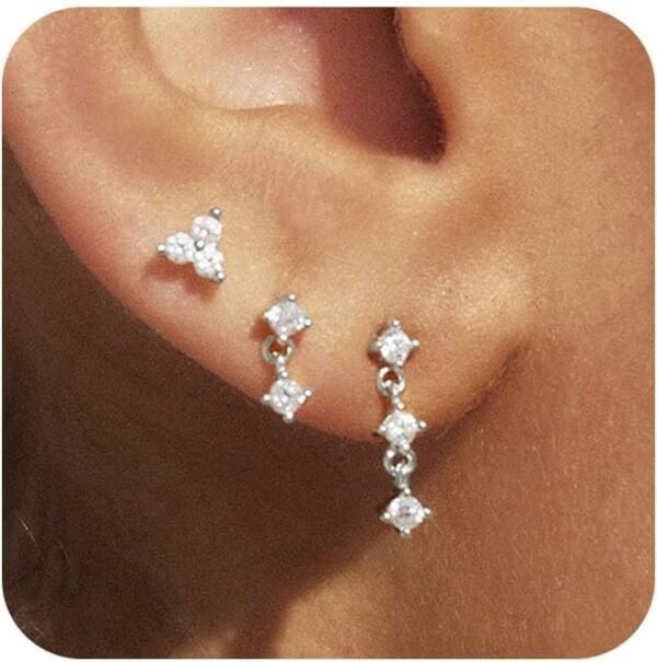 Gold Plated Earrings for Women, 14k Gold Plated Earring Stack Hypoallergenic Pearl Drop Earring Dainty Earrings for Women Trendy Cute Small Huggie Hoop Earring Fashion Womens Jewelry