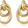 Trendy Gold Plated Knot Earrings for Women Chunky Statement Drop Dangle Earrings Lightweight Hypoallergenic Fashion Accessories Gold Jewelry Gifts for Womens