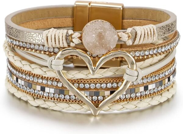 610DkO8I4rL._AC_SL1000.jpg Leopard Bracelet for Women, Boho Leather Wrap Multi-Layer Pearl Crystal Bracelet Bangle Jewelry