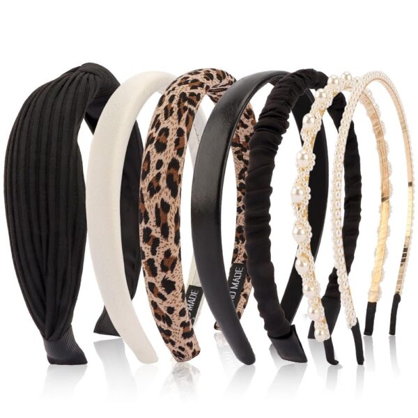7 Pack Headbands for Women Girls Headbands Trendy Non Slip Hairbands Fashion Hair Accessories Multi-style Headband Pack Diademas Para Mujer (Neutral)