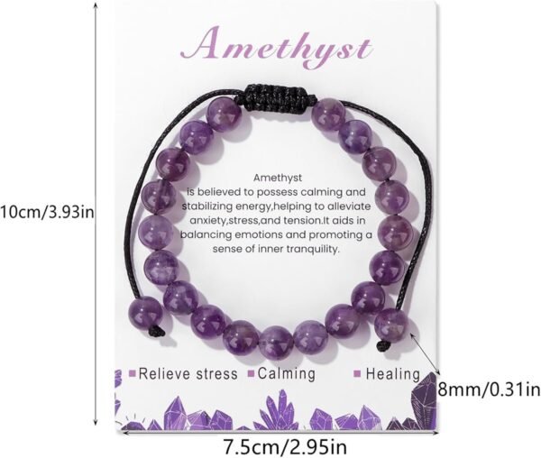 Healing Crystal Bracelet for Women 8mm Natural Stone Crystal Beaded Bracelets Adjustable Handmade Gemstone Bracelet Healing Jewelry Mother's Day Gifts for Women