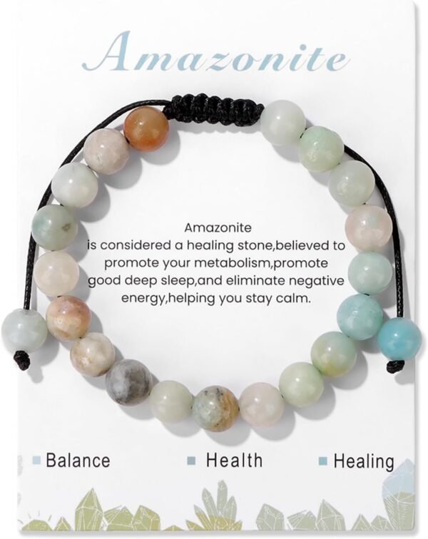 Healing Crystal Bracelet for Women 8mm Natural Stone Crystal Beaded Bracelets Adjustable Handmade Gemstone Bracelet Healing Jewelry Mother's Day Gifts for Women