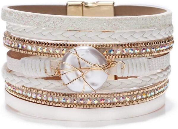618WeiCNL8L._AC_SL1000.jpg Leopard Bracelet for Women, Boho Leather Wrap Multi-Layer Pearl Crystal Bracelet Bangle Jewelry