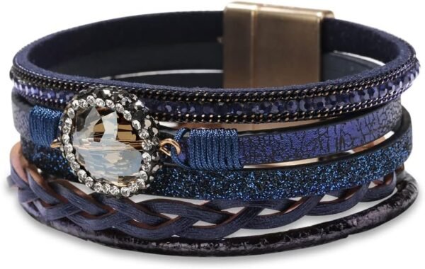 61AdL-62j4L._AC_SL1000.jpg Leopard Bracelet for Women, Boho Leather Wrap Multi-Layer Pearl Crystal Bracelet Bangle Jewelry