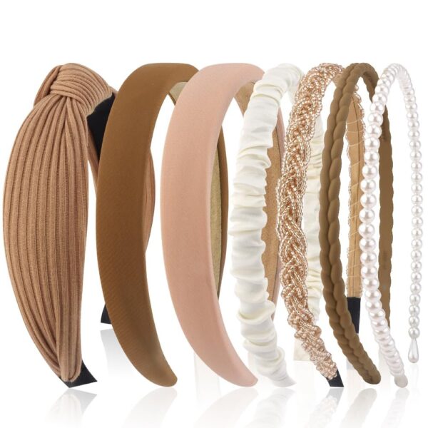 7 Pack Headbands for Women Girls Headbands Trendy Non Slip Hairbands Fashion Hair Accessories Multi-style Headband Pack Diademas Para Mujer (Neutral)