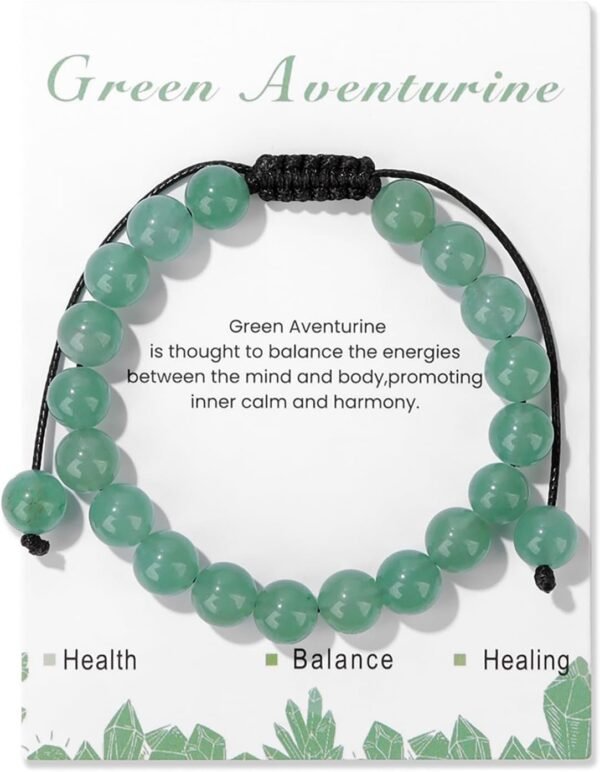 Healing Crystal Bracelet for Women 8mm Natural Stone Crystal Beaded Bracelets Adjustable Handmade Gemstone Bracelet Healing Jewelry Mother's Day Gifts for Women