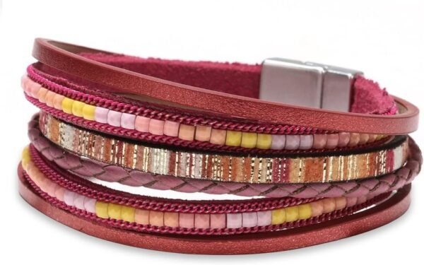 61DcabQldiL._AC_SL1000.jpg Leather Wrap Bracelets for Women, Boho Leopard Multi-Layer Crystal Beads Cuff Bracelet Jewelry