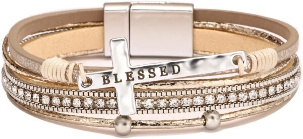 61GF00unZgL._AC_SL1500.jpg Leopard Bracelet for Women, Boho Leather Wrap Multi-Layer Pearl Crystal Bracelet Bangle Jewelry