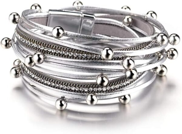 61LsfxxYyXL._AC_SL1000.jpg Leather Wrap Bracelets for Women, Boho Leopard Multi-Layer Crystal Beads Cuff Bracelet Jewelry