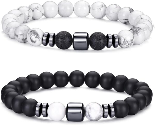 Tiger Eye Bracelet For Men 8MM Natural Stone Stretch Adjustable Black Crystal Beaded Bracelet for Men Women Gifts