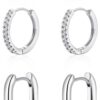 Gold/Sliver Chunky Hoop Earrings Set for Women, 14K Gold Plated Twisted Huggie Hoop Earring Hypoallergenic Thick Open Lightweight Chunky Hoop Earrings Jewelry for Gifts