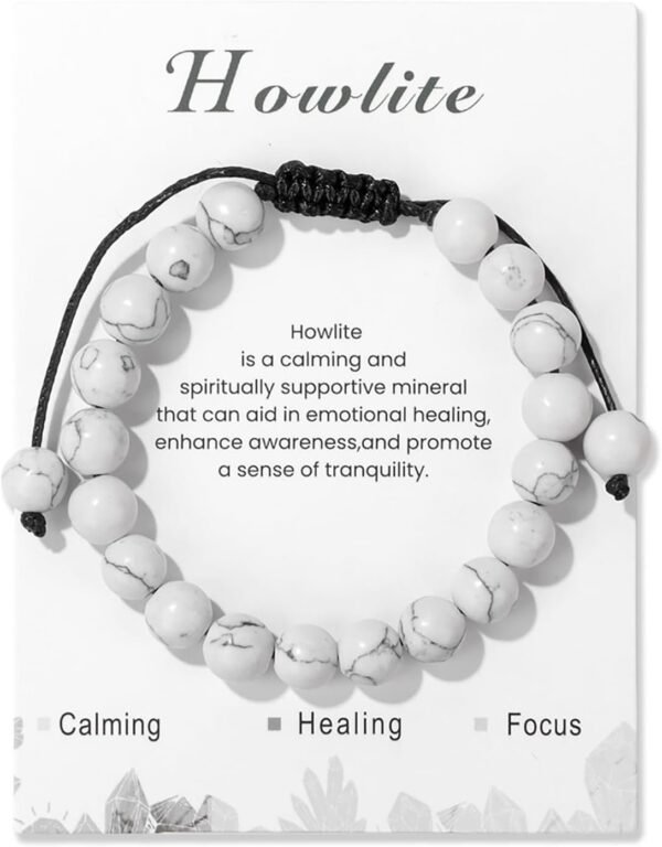 Healing Crystal Bracelet for Women 8mm Natural Stone Crystal Beaded Bracelets Adjustable Handmade Gemstone Bracelet Healing Jewelry Mother's Day Gifts for Women