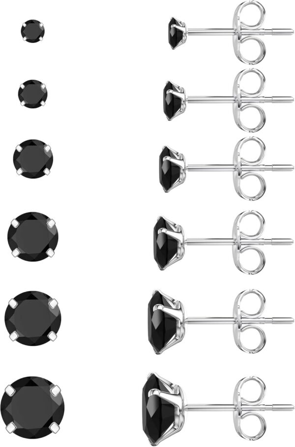 61PvD-4zghL._AC_SL1500.jpg 6 Pairs Stud Earrings Set, Hypoallergenic Cubic Zirconia 316L Earrings Stainless Steel CZ Earrings 3-8mm (Steel color)