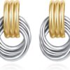 Trendy Gold Plated Knot Earrings for Women Chunky Statement Drop Dangle Earrings Lightweight Hypoallergenic Fashion Accessories Gold Jewelry Gifts for Womens