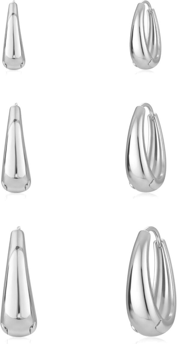 Gold/Sliver Chunky Hoop Earrings Set for Women, 14K Gold Plated Twisted Huggie Hoop Earring Hypoallergenic Thick Open Lightweight Chunky Hoop Earrings Jewelry for Gifts