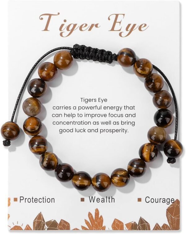 Healing Crystal Bracelet for Women 8mm Natural Stone Crystal Beaded Bracelets Adjustable Handmade Gemstone Bracelet Healing Jewelry Mother's Day Gifts for Women