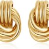 Trendy Gold Plated Knot Earrings for Women Chunky Statement Drop Dangle Earrings Lightweight Hypoallergenic Fashion Accessories Gold Jewelry Gifts for Womens