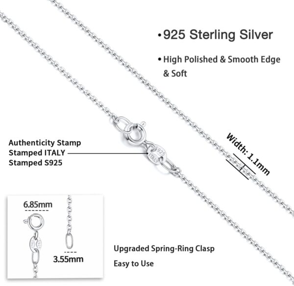 Jewlpire 925 Sterling Silver Chain Necklace Chain for Women 1.1mm Cable Chains Necklace Upgraded Spring-Ring Clasp - Thin & Sturdy Women's Chains Necklaces 14 16 18 20 22 24 Inch