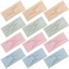 12 Pcs Stretchy Headbands for Women, Absorbed Sport Headband Soft Twist Knotted Headbands for Daily Life Yoga Workout