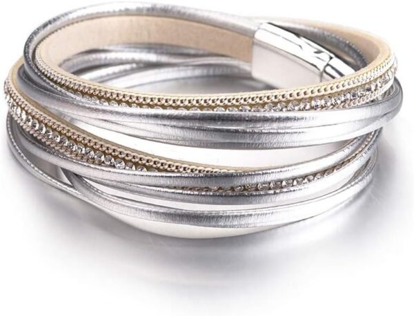 61ic25mJcfL._AC_SL1000.jpg Leather Wrap Bracelets for Women, Boho Leopard Multi-Layer Crystal Beads Cuff Bracelet Jewelry