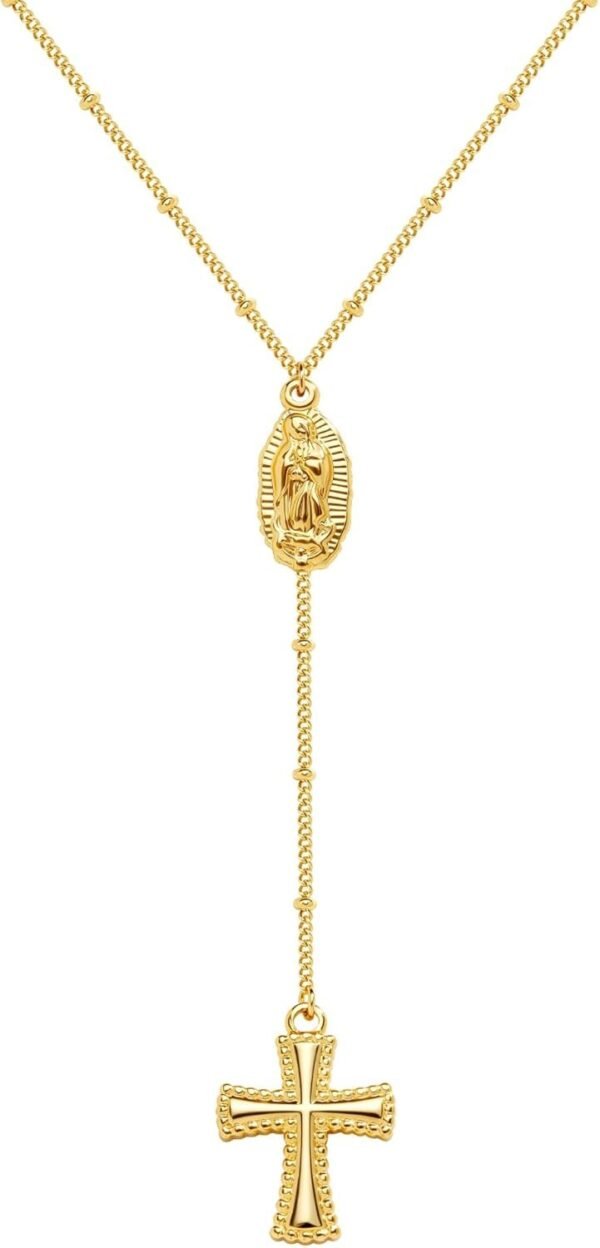 61jMRppGgWL._AC_SL1500.jpg Christmas Stocking Stuffers Cross Necklace for Women Girls, Dainty Cute 14K Gold Silver Plated Cross Pendant Jewelry Non Tarnish Waterproof Simple Small Necklace Christian Baptism Religious Faith Gifts