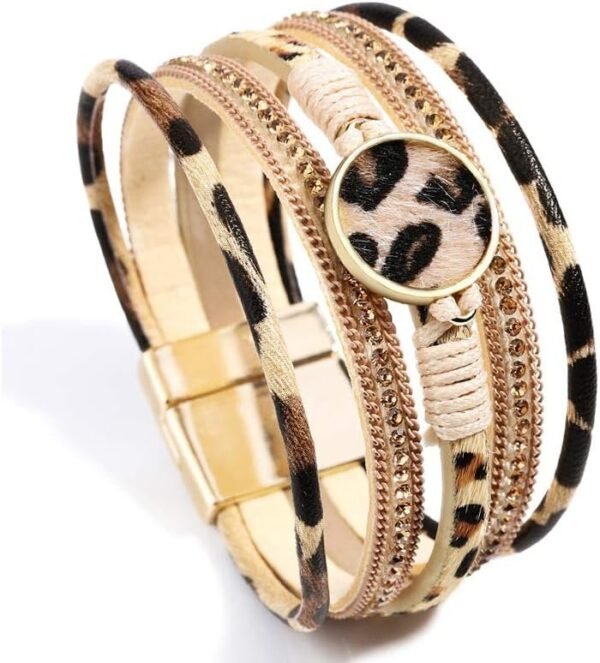 61k7YYTm-oL._AC_SL1000.jpg Leopard Bracelet for Women, Boho Leather Wrap Multi-Layer Pearl Crystal Bracelet Bangle Jewelry