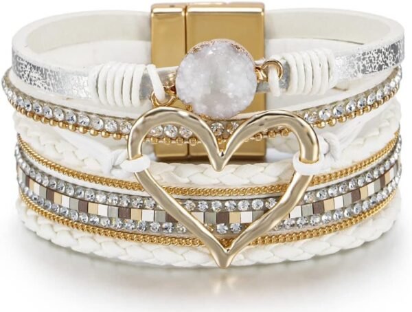 61opW0aGcvL._AC_SL1000.jpg Leopard Bracelet for Women, Boho Leather Wrap Multi-Layer Pearl Crystal Bracelet Bangle Jewelry