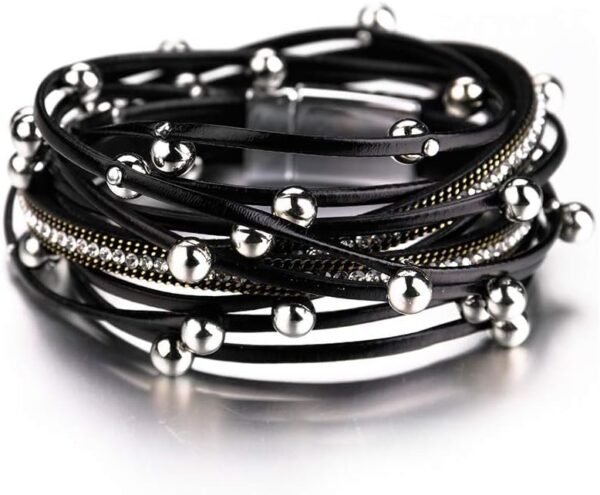 61tT01IBXfL._AC_SL1000.jpg Leather Wrap Bracelets for Women, Boho Leopard Multi-Layer Crystal Beads Cuff Bracelet Jewelry