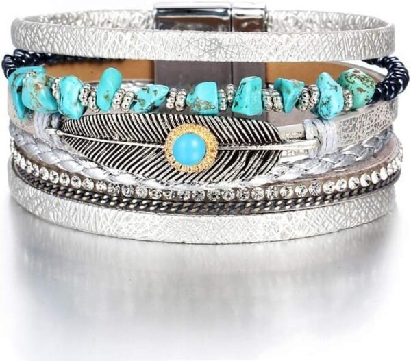 61u83p3Sc5L._AC_SL1000.jpg Leopard Bracelet for Women, Boho Leather Wrap Multi-Layer Pearl Crystal Bracelet Bangle Jewelry