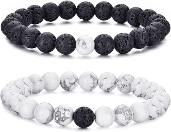 Tiger Eye Bracelet For Men 8MM Natural Stone Stretch Adjustable Black Crystal Beaded Bracelet for Men Women Gifts