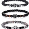 Tiger Eye Bracelet For Men 8MM Natural Stone Stretch Adjustable Black Crystal Beaded Bracelet for Men Women Gifts