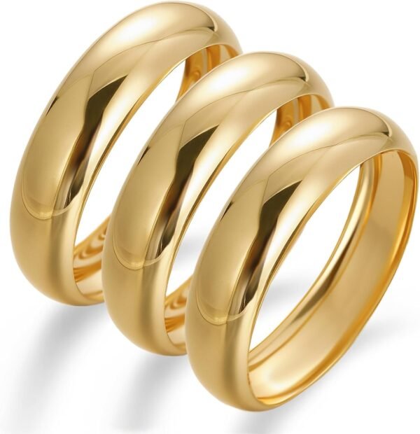 Chunky Gold Bangle Bracelets for Women, Dainty 14k Gold Plated Big Stackable Bangles Set, Trendy Statement Cuff Bracelet Stack Fashion Jewelry Gifts