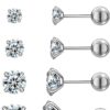 7101hiHMBIL._AC_SL1500.jpg 6 Pairs Stud Earrings Set, Hypoallergenic Cubic Zirconia 316L Earrings Stainless Steel CZ Earrings 3-8mm (Steel color)