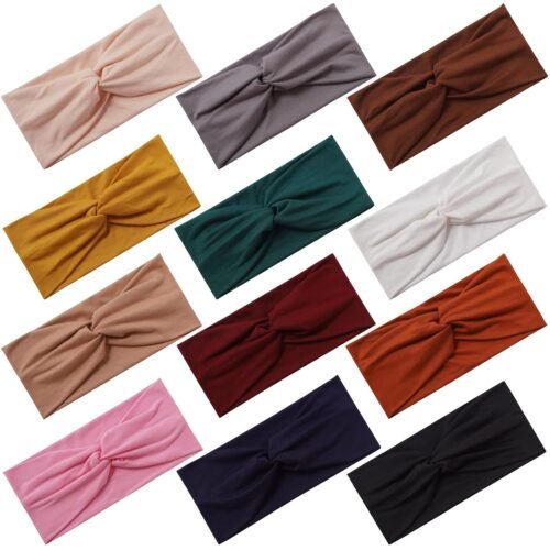 710tnLtDHuL._SL1500.jpg 12 Pcs Stretchy Headbands for Women, Absorbed Sport Headband Soft Twist Knotted Headbands for Daily Life Yoga Workout