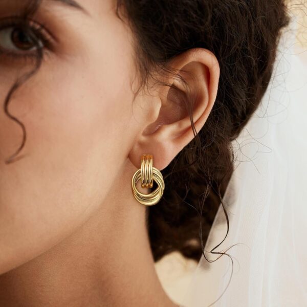 Trendy Gold Plated Knot Earrings for Women Chunky Statement Drop Dangle Earrings Lightweight Hypoallergenic Fashion Accessories Gold Jewelry Gifts for Womens