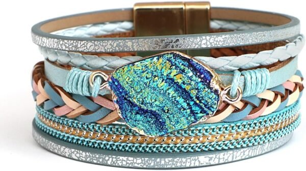 714MHP8_0vL._AC_SL1500.jpg Leopard Bracelet for Women, Boho Leather Wrap Multi-Layer Pearl Crystal Bracelet Bangle Jewelry