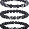 Tiger Eye Bracelet For Men 8MM Natural Stone Stretch Adjustable Black Crystal Beaded Bracelet for Men Women Gifts