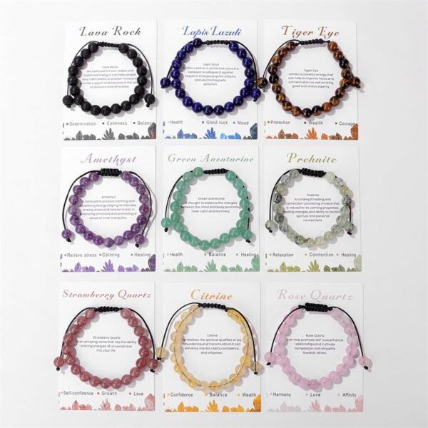 Healing Crystal Bracelet for Women 8mm Natural Stone Crystal Beaded Bracelets Adjustable Handmade Gemstone Bracelet Healing Jewelry Mother's Day Gifts for Women