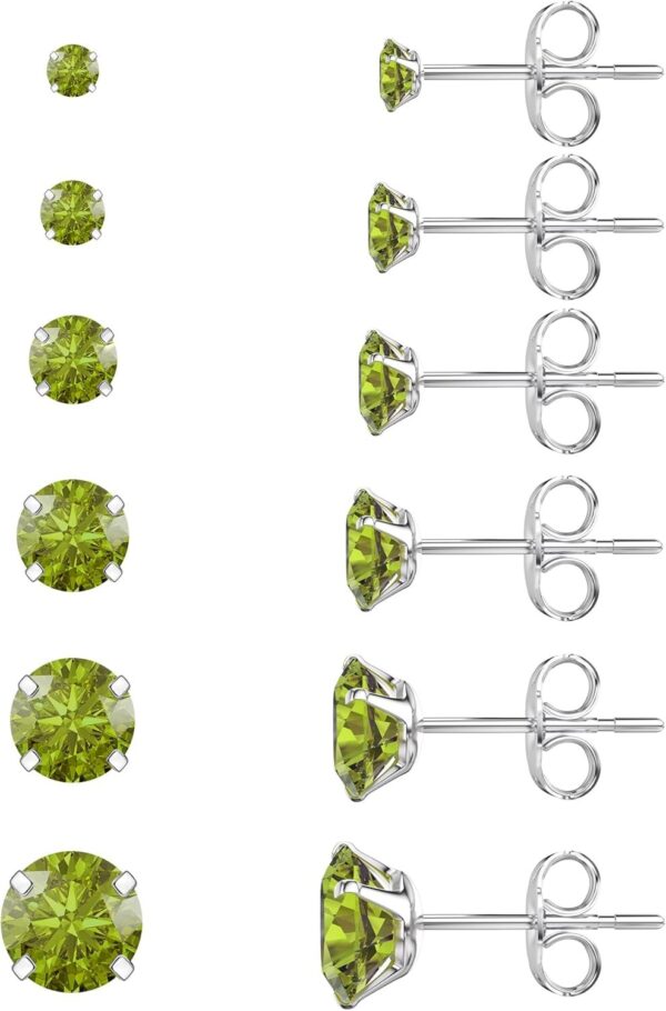 71A5lL_2XbL._AC_SL1500.jpg 6 Pairs Stud Earrings Set, Hypoallergenic Cubic Zirconia 316L Earrings Stainless Steel CZ Earrings 3-8mm (Steel color)