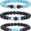 Tiger Eye Bracelet For Men 8MM Natural Stone Stretch Adjustable Black Crystal Beaded Bracelet for Men Women Gifts