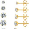 71DgbwSA_4L._AC_SL1500.jpg 6 Pairs Stud Earrings Set, Hypoallergenic Cubic Zirconia 316L Earrings Stainless Steel CZ Earrings 3-8mm (Steel color)