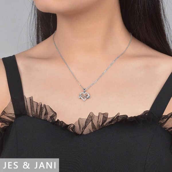 Infinity Heart Necklace for Women, Love Heart Pendant with Cubic Zirconia and Infinity Necklace, 925 Sterling Silver Heart Necklace for Girlfriend