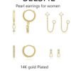 Gold Plated Earrings for Women, 14k Gold Plated Earring Stack Hypoallergenic Pearl Drop Earring Dainty Earrings for Women Trendy Cute Small Huggie Hoop Earring Fashion Womens Jewelry