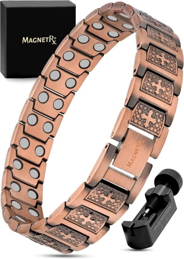 Magnetic Copper Bracelet for Men — EllipseMAX 5X Strength 5,000 Gauss Magnets — Designed in USA & Patent Pending — Premium Mens Copper Bracelet with Adjustable Length
