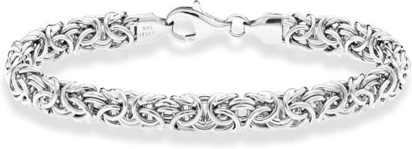 925 Sterling Silver Byzantine Bracelet for Women, Handmade