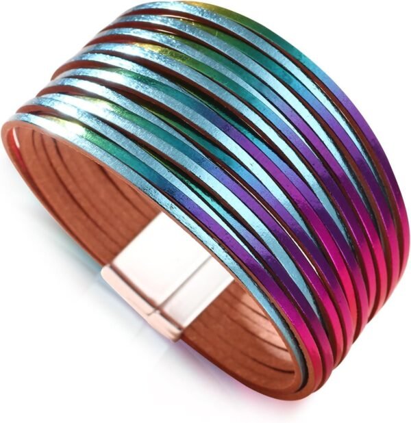 71L6pZ0WP6L._AC_SL1500.jpg Leather Wrap Bracelets for Women, Boho Leopard Multi-Layer Crystal Beads Cuff Bracelet Jewelry